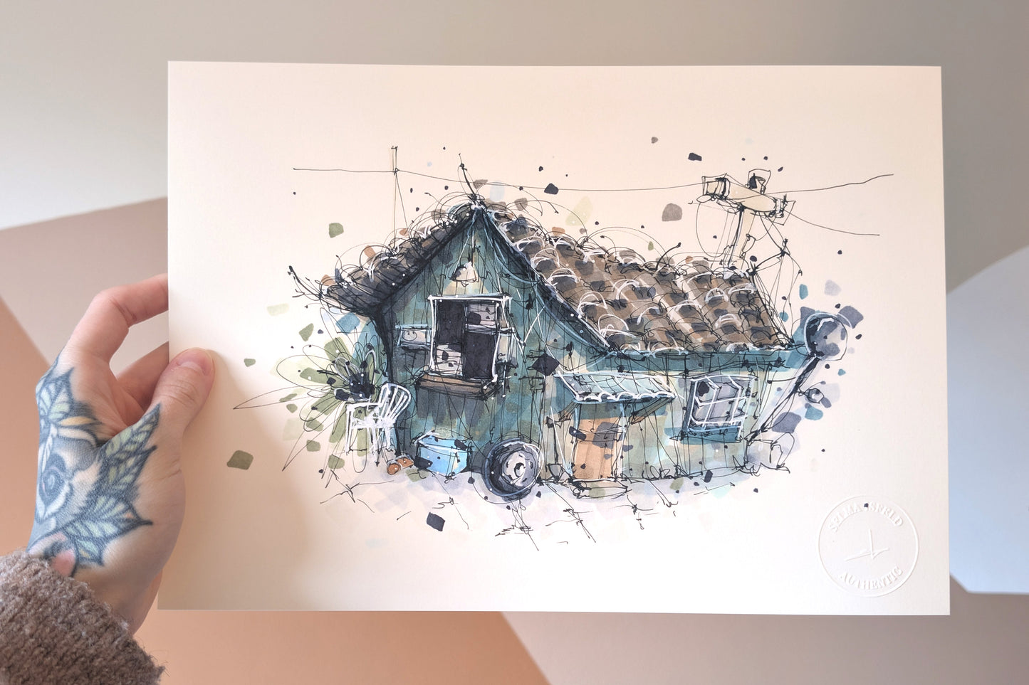 Skewed Shack – Giclée-trykk